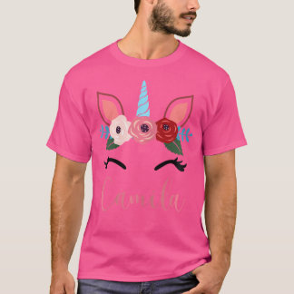 Camiseta Lindo Unicornio Floral Mágico Camila Para Niñas