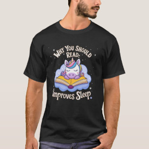 Camiseta Lindo Unicornio Leyendo Mejora el Sueño Amante de