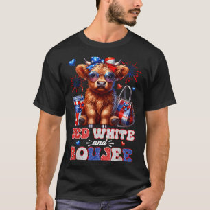 Camiseta Lindo Vaca Highland Rojo Blanco Y Boujee 4 De Juli