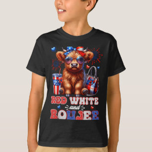 Camiseta Lindo Vaca Highland Rojo Blanco Y Boujee 4 De Juli