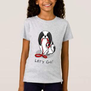 Camiseta ¡Lindo! ¡Vamos! Perro Chin Japonés (negro y blanco