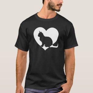 Camiseta Lindo Vintage Quien Ama Gatos Gato Negro Corazón B