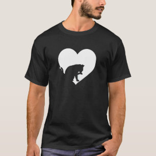 Camiseta Lindo Vintage Quien Ama Gatos Gato Negro Corazón B