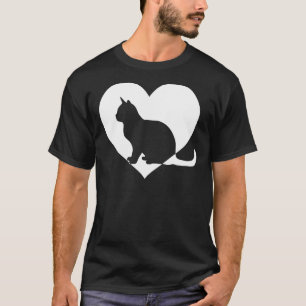 Camiseta Lindo Vintage Quien Ama Gatos Gato Negro Corazón B