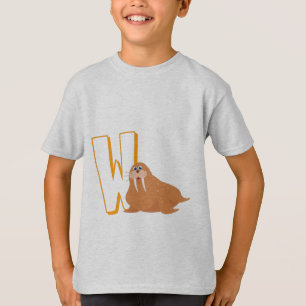 Camiseta Lindo W para Morsa - Niños alfabeto ABCD inglés