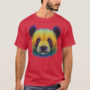 Camiseta lindo y colorido panda artístico cara de la cabeza