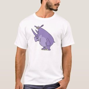 Camiseta lindo y tonto rinoceronte púrpura cartoon