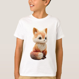 Camiseta Lindo zorro rojo sentado de ojos grandes adorable 