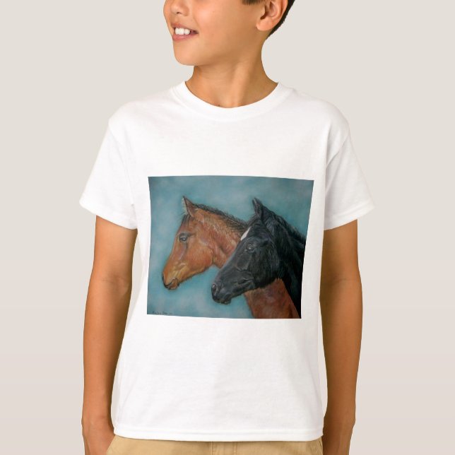 Camiseta lindos caballos fríos de estaño foliar marrón (Anverso)