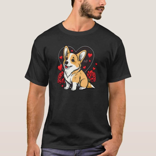 Camiseta Lindos Corazones de San Valentín Corgi Cool Pembro (Anverso)