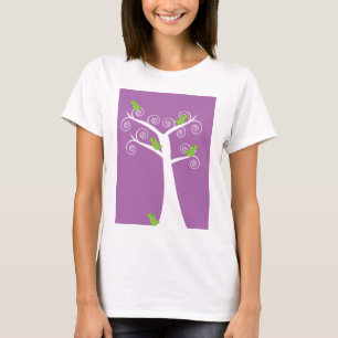 Camiseta Lindos pájaros verdes lima caprichosos giran en un