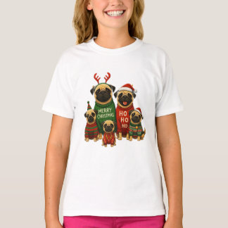 Camiseta 🎄 Lindos Pugs de Navidad con Suéteres Festivos