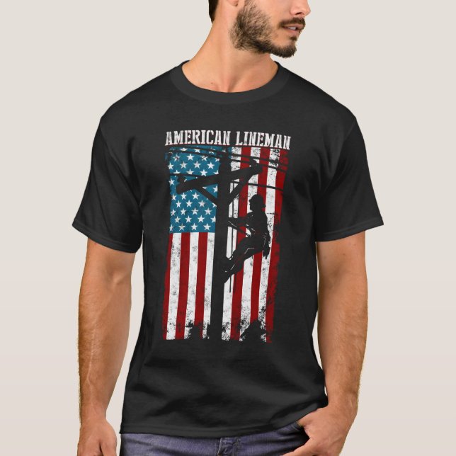 Camiseta Line American Flag Electric Cable Patriotic Line (Anverso)