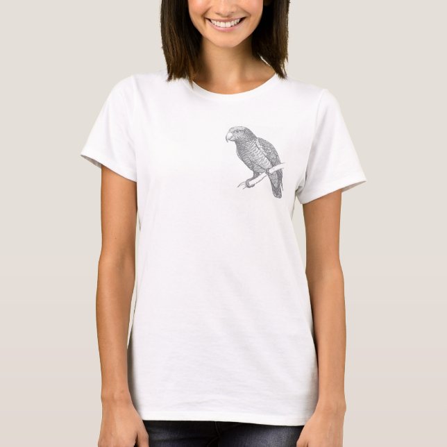 Camiseta Line Art of Parrot (Gray) Fine Art (Anverso)