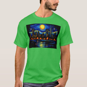 Camiseta Línea 3D Starlit Harmony de Oklahoma City Skyline