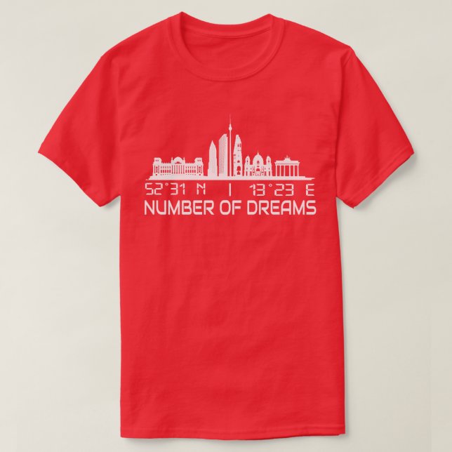 Camiseta Línea aérea de Berlín GPS coordina ciudad de sueño (Diseño del anverso)