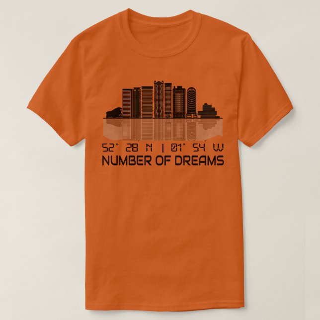Camiseta Línea aérea de Birmingham GPS Coordenadas Ciudad (Diseño del anverso)