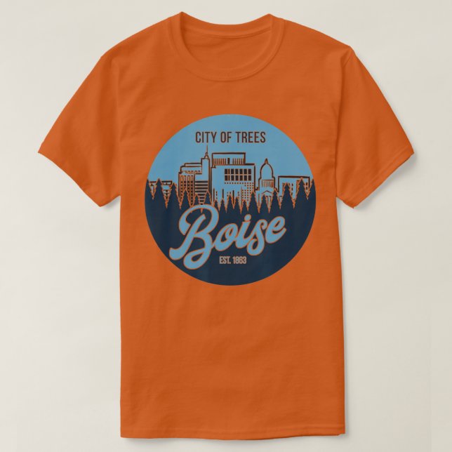 Camiseta Línea aérea de Boise City Trees Idaho (Diseño del anverso)