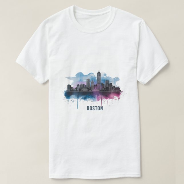 Camiseta Línea aérea de Boston City Skyline, Mamáes de Bost (Diseño del anverso)