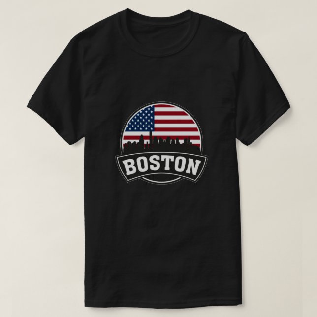 Camiseta Línea aérea de Boston City Skyline, mamáes de Bost (Diseño del anverso)