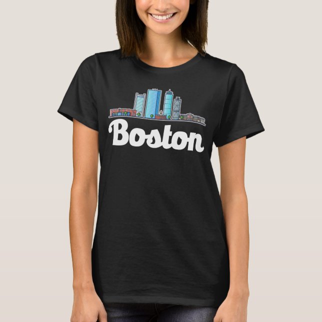 Camiseta Línea aérea de Boston Massachusetts City Skyline (Anverso)
