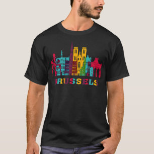 Camiseta Línea aérea de Bruselas City Skyline Bélgica