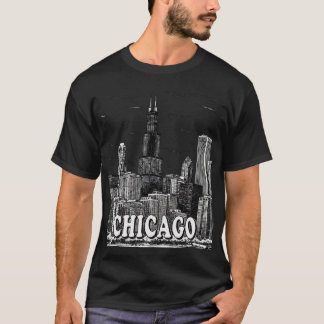 Camiseta Línea aérea de Chicago - Ciudad Minimalista blanca