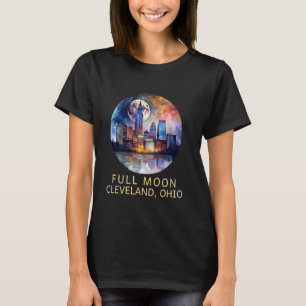 Camiseta Línea aérea de Cleveland completa, luna sobre Clev