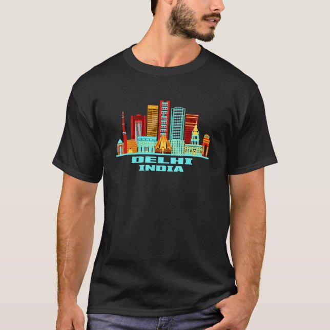 Camiseta Línea aérea de Delhi para la India Ciudad de la In (Anverso)