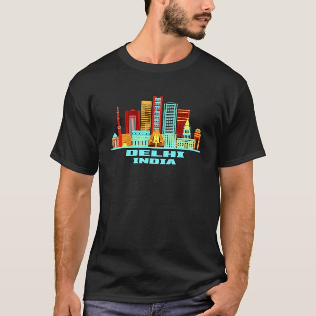 Camiseta Línea aérea de Delhi para la India Ciudad de la In (Anverso)