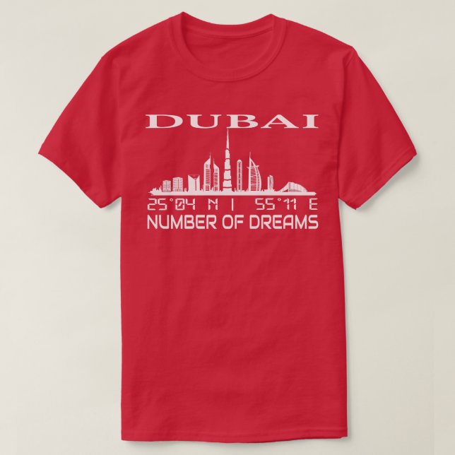 Camiseta Línea aérea de Dubái Coordenadas GPS Capital Uae 2 (Diseño del anverso)