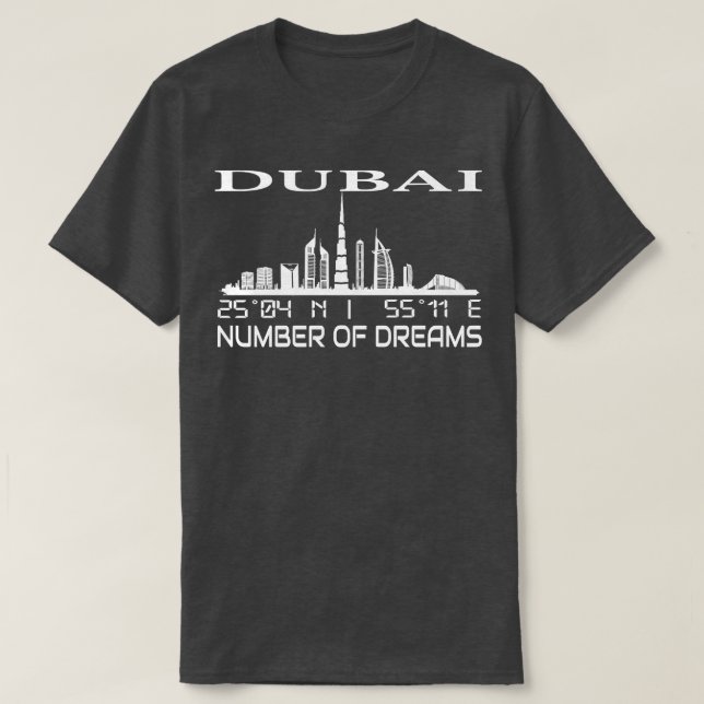 Camiseta Línea aérea de Dubái Coordenadas GPS Capital Uae 2 (Diseño del anverso)