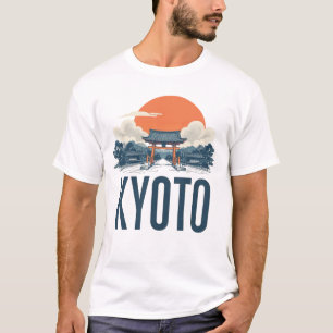 Camiseta Línea aérea de Kyoto - Torii y Sol japoneses vinta