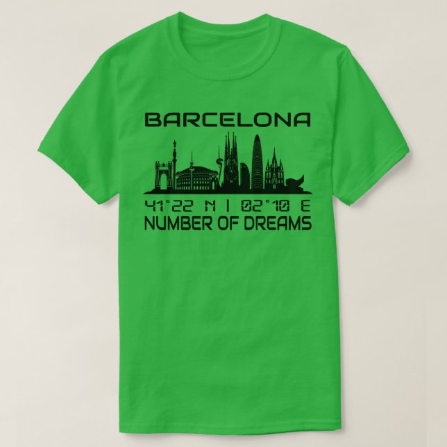 Camiseta Línea aérea de la ciudad de Barcelona coordenadas  (Diseño del anverso)