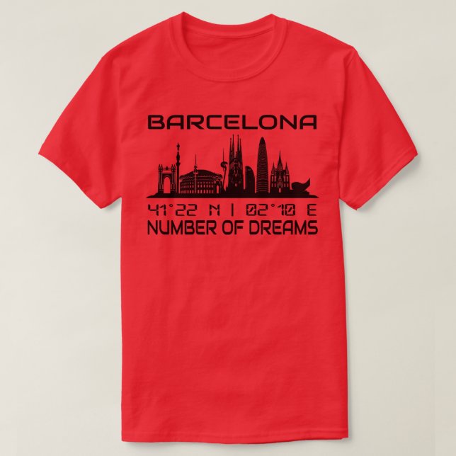 Camiseta Línea aérea de la ciudad de Barcelona coordenadas  (Diseño del anverso)