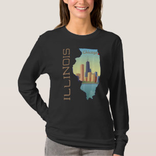 Camiseta Línea Aérea De La Ciudad De Chicago En El Mapa Est