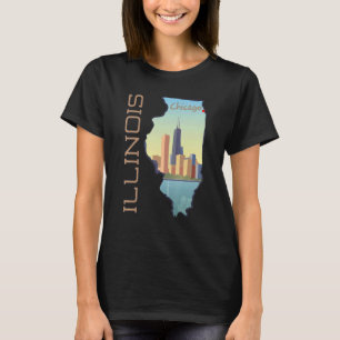 Camiseta Línea Aérea De La Ciudad De Chicago En El Mapa Est