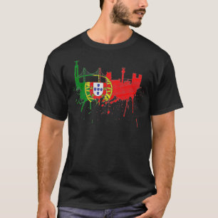 Camiseta Línea aérea de Lisboa Portugal Bandera Pintura Ven