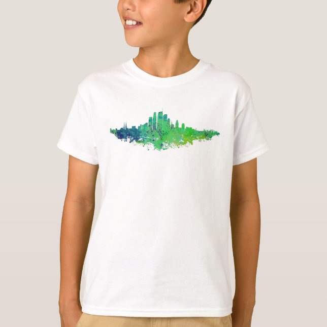 Camiseta Línea aérea de Los Ángeles City Skyline - Azul ver (Anverso)