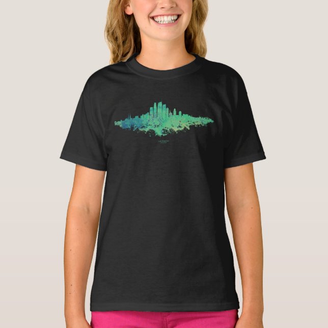 Camiseta Línea aérea de Los Ángeles City Skyline - Mint Gre (Anverso)