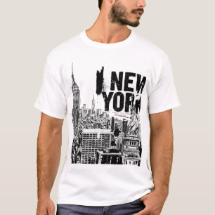 Camiseta Línea aérea de Nueva York - Calle blanca y negra T