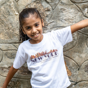 Camiseta Línea aérea de Nueva York. Órganos y coordenadas