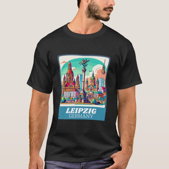 Camiseta Línea aérea retro Leipzig (Anverso)
