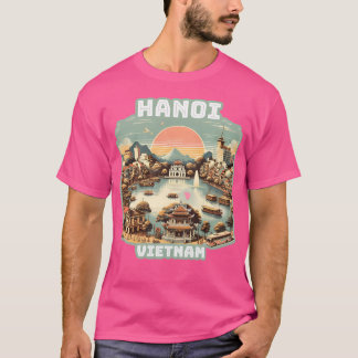 Camiseta Línea aérea retro vintage de Hanoi Vietnam