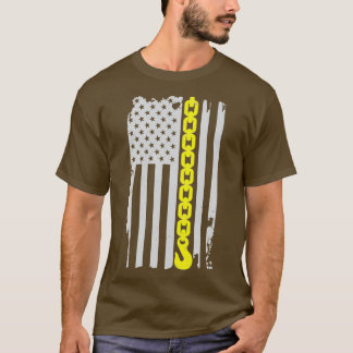 Camiseta Línea amarilla delgada Bandera de la cadena del ga