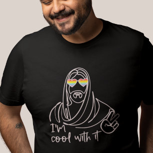 Camiseta Línea Art Hippie Jesús Orgullo Gay Arcoiris Negro