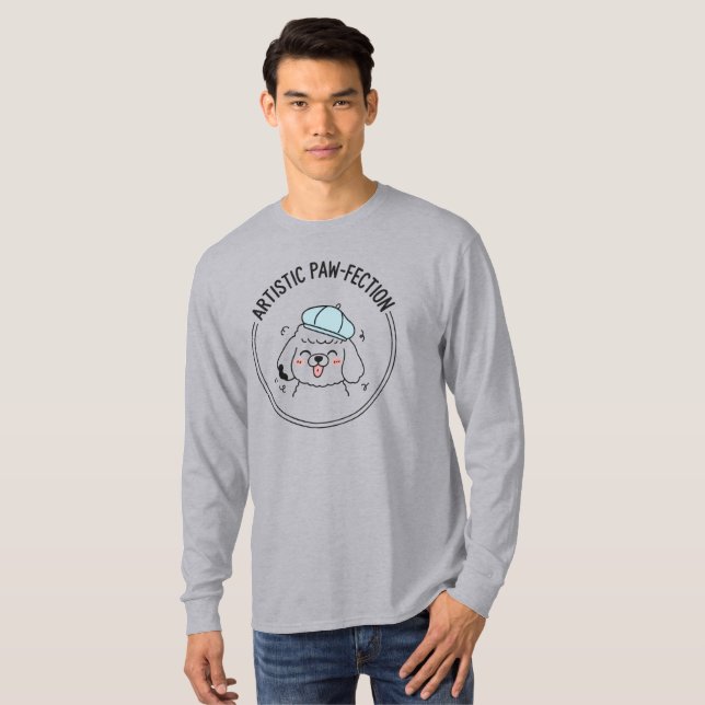Camiseta Línea artística de perro caniche adorable estética (Anverso completo)