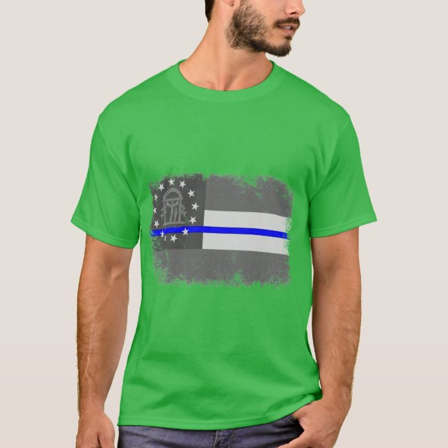 Camiseta Línea Azul Bandera del Estado de Georgia (Anverso)
