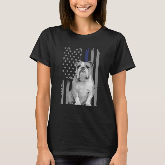 Camiseta Línea Azul de la Bandera Estadounidense de la Poli (Anverso)