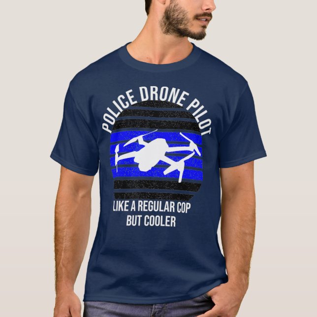 Camiseta Línea Azul del Piloto de Drones Policiales (Anverso)